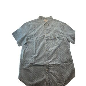 Old Navy Mens Shirt Classic Slim Fit Short Sleeve Button Up‎ Blue L